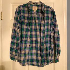 Green plaid button down shirt